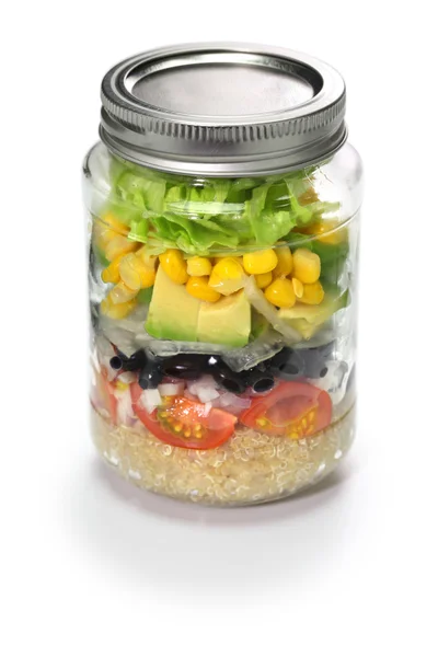 Vegetable salad in glass jar — Stock Photo, Image