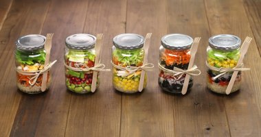 Salad in glass jar clipart