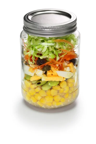 Salad in glass jar — Stock Photo, Image