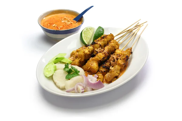 Chicken satay, indonesian cuisine — Stock Photo, Image