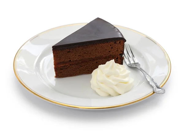 Homemade sachertorte, Austrian chocolate cake — 스톡 사진