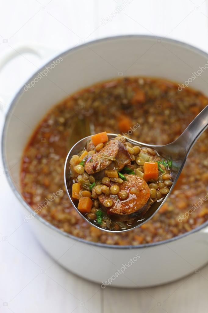 spanish lentil soup with chorizo