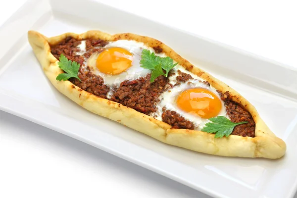 Mince meat pide, turkish pizza — Stock Photo, Image