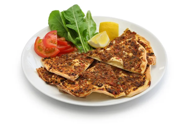 Lahmacun, turkish minced meat pizza — Stock Photo, Image