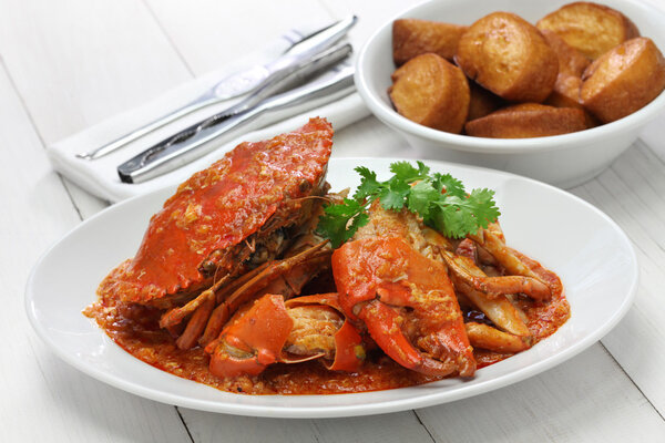 Singapore chili crab with fried mantou
