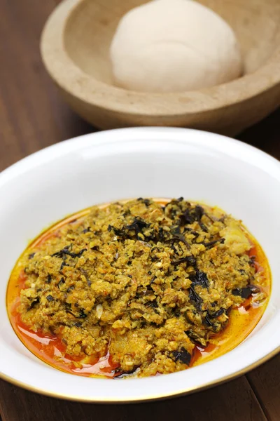 Egusi çorba ve fufu, Nijeryalı mutfağı — Stok fotoğraf