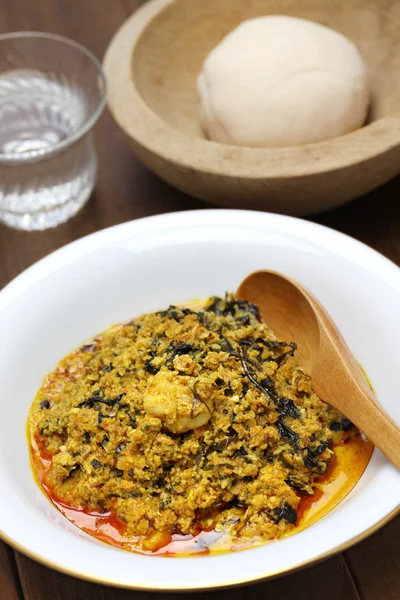 Zuppa di egusi e patata picchiata, cucina nigeriana — Foto Stock