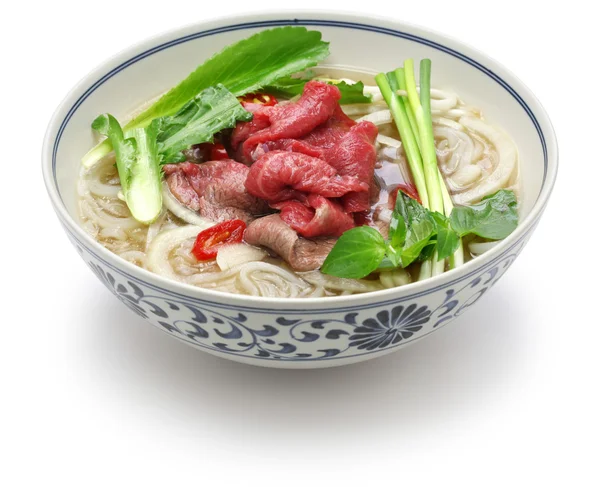 Pho bo, vietnamese beef rice noodle soup — Stock Photo, Image