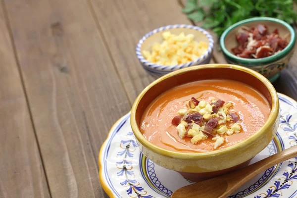 Salmorejo, spanish chilled tomato soup — Stock Photo, Image