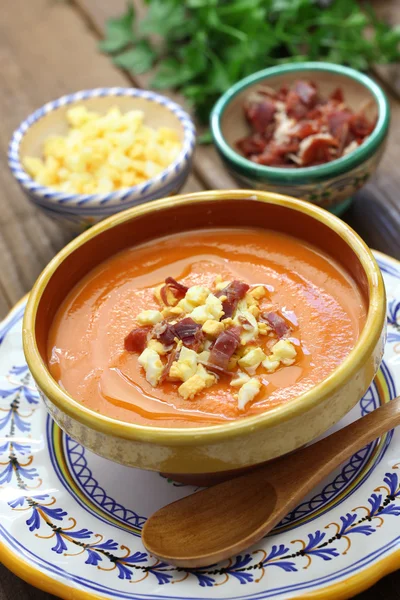 Salmorejo, spanish chilled tomato soup — Stock Photo, Image