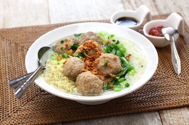 bakso, indonesian meatball soup with noodles clipart
