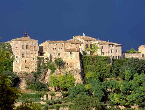 View Old Traditional French Small Provencal Village Bonnieux Sunny Day — Stock Photo, Image