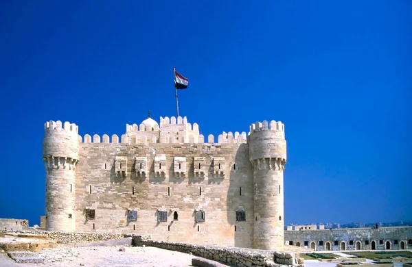 Vista Frontal Cidadela Qaitbay Forte Qaitbay Uma Fortaleza Defensiva Século — Fotografia de Stock