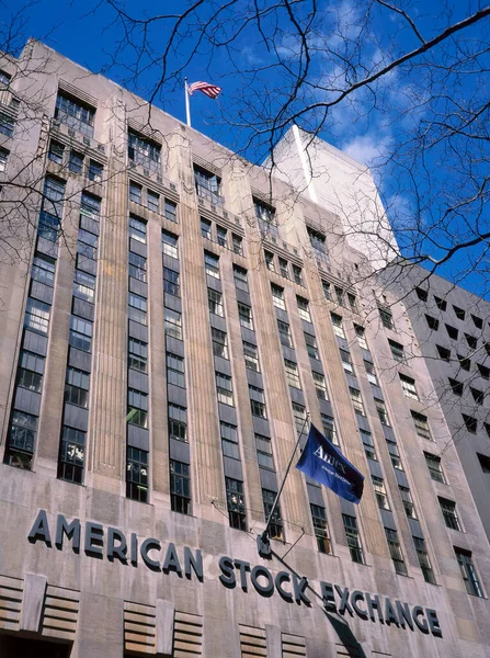 New York Şehri Şubat 1995 Finansal Bölgedeki Amerikan Borsası New — Stok fotoğraf