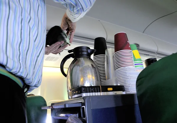 Coffee in the airplane — Stock Photo, Image