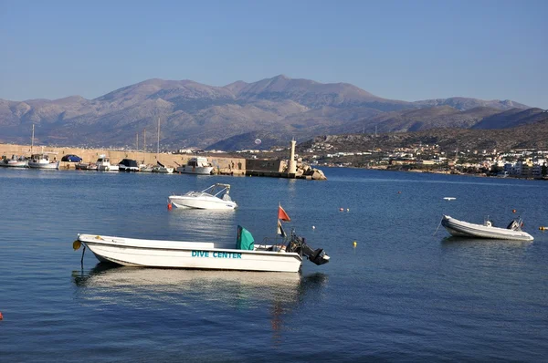 Vista sul porto di Hersonissos Creta Grecia — Foto Stock