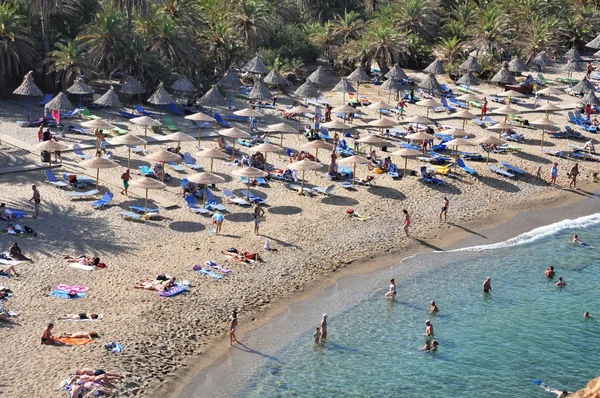 Praia de Vai Palm Forest Creta Grécia — Fotografia de Stock