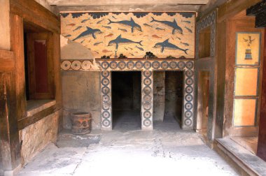 Knossos Sarayı Kandiye Girit Yunanistan - arkeolojik sitesi - Queen Oda