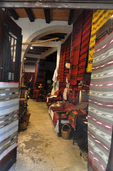 Traditionelles Teppichgeschäft in chania crete griechenland — Stockfoto