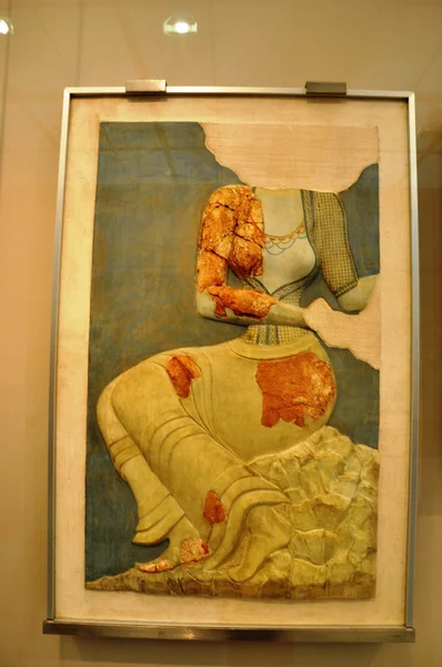 Nástěnná malba z Herakleion archeologické muzeum - původní fresky od paláce Knossos — Stock fotografie