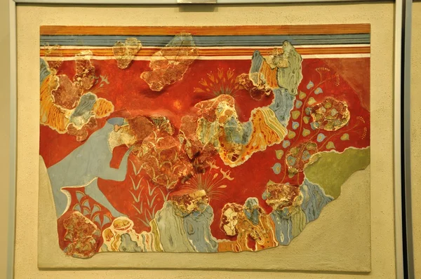 Herakleion 고고학 박물관에서 벽화 — 스톡 사진