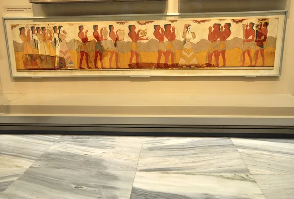 从伊拉克利翁考古博物馆的墙上绘画 — 图库照片