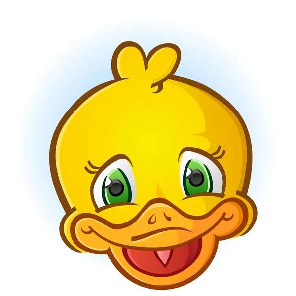 Dibujos animados cara de pato de goma amarilla — Vector de stock