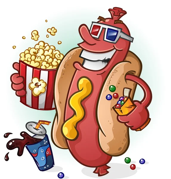 Hot Dog dessin animé au cinéma — Image vectorielle