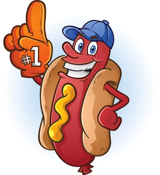 Hot Dog Sport Fan Cartoon — Stockvektor