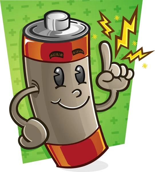 Personagem dos desenhos animados da bateria —  Vetores de Stock