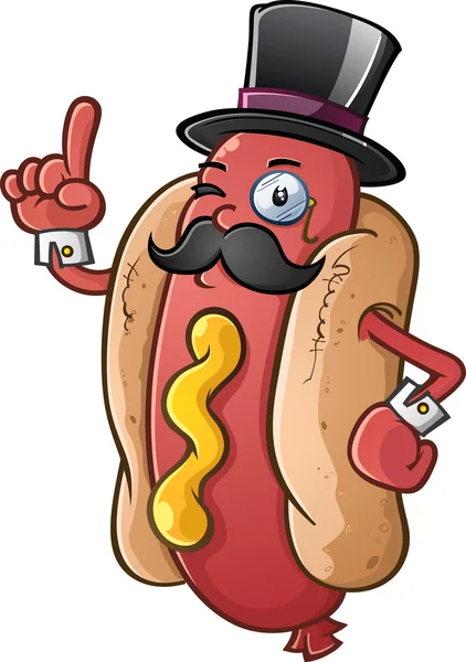 Hot Dog Gentleman Zeichentrickfigur — Stockvektor