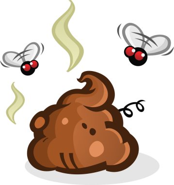Kötü kokulu kaka kazık sinekler karikatür ile