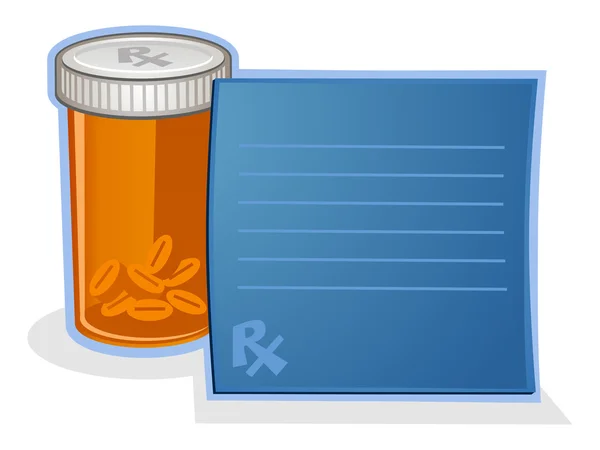 Prescription Drug pil fles Cartoon — Stockvector