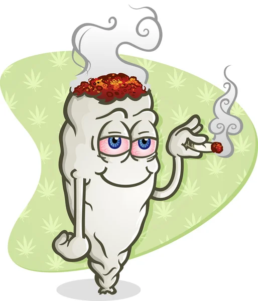 Marijuana Cartoon Character Smoking a Joint — Stock Vector