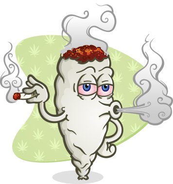 Marijuana Blowing Cannabis Smoke Cartoon Character clipart