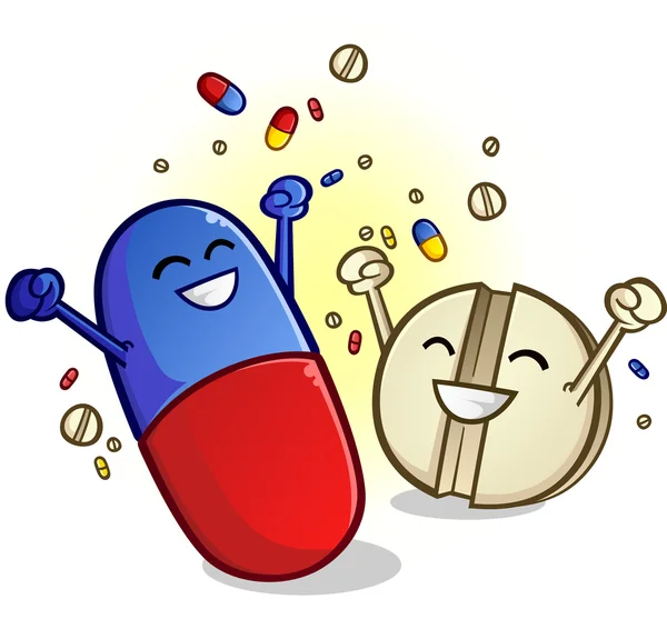 Happy Pills personnages de bande dessinée — Image vectorielle