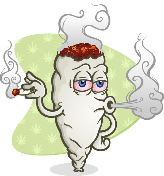 Marijuana Blowing Cannabis Smoke Cartoon Character