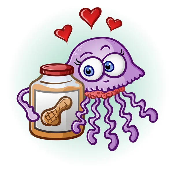 Karakter Peanut Butter dan Jelly Fish Cartoon - Stok Vektor