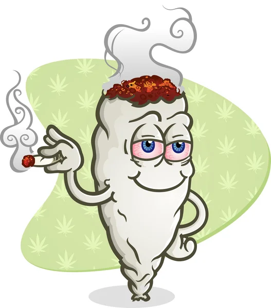 Marijuana Smoking a Joint Cartoon Character — Stock Vector