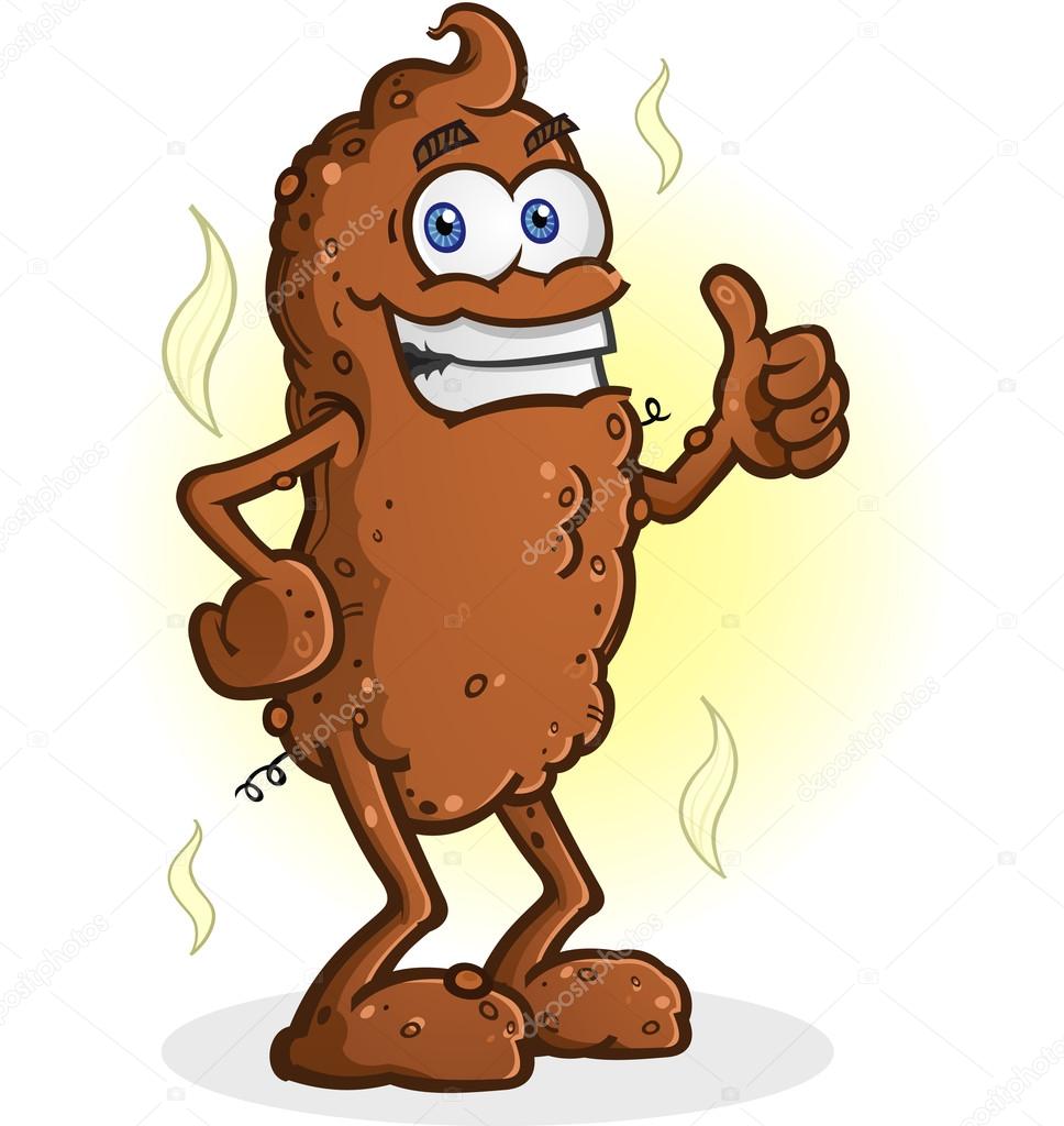 Poop Cartoon Character Standing Thumbs Up