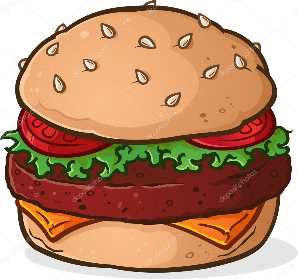 Big Juicy Delicious Hamburger Cartoon