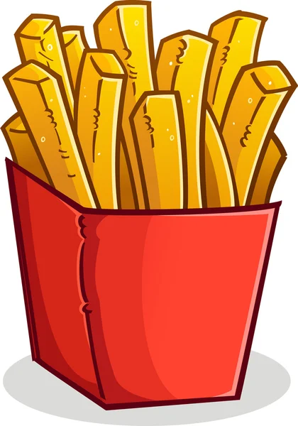 Papas fritas en una caja de dibujos animados Ilustración De Stock