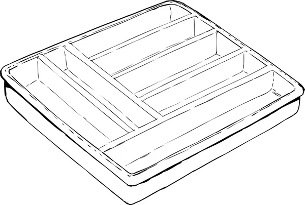 Singolo vassoio vuoto posate Outline — Vettoriale Stock