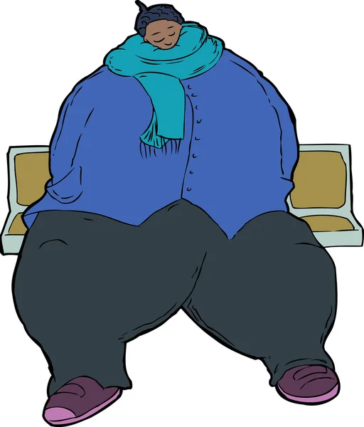 Cartone animato caricatura di donna obesa — Vettoriale Stock