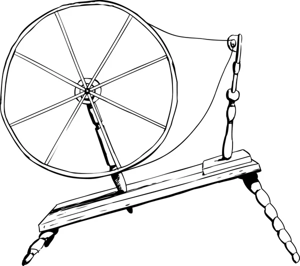 Старинное прядильное колесо — стоковый вектор