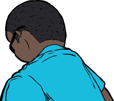 Karikatür bir tek adam aşağı bakıyor