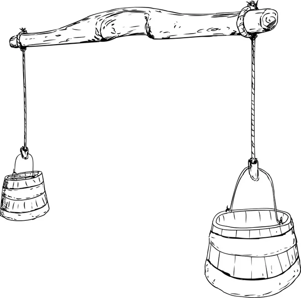 Schizzo schizzo del giogo del XVIII secolo con secchi — Vettoriale Stock