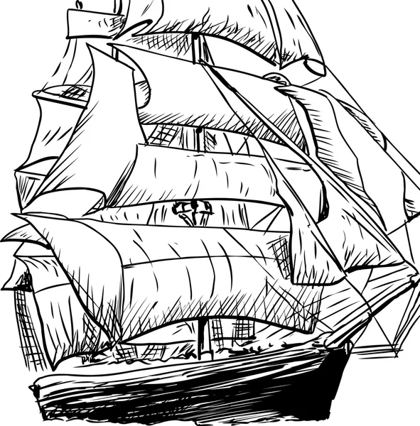 Одномісний Clipper корабель Doodle — стоковий вектор
