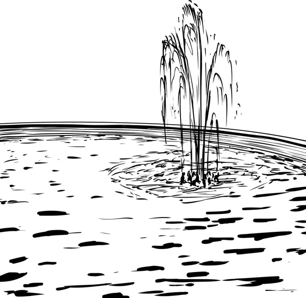 Obrys postřiku vodou fontány v bazénu — Stockový vektor