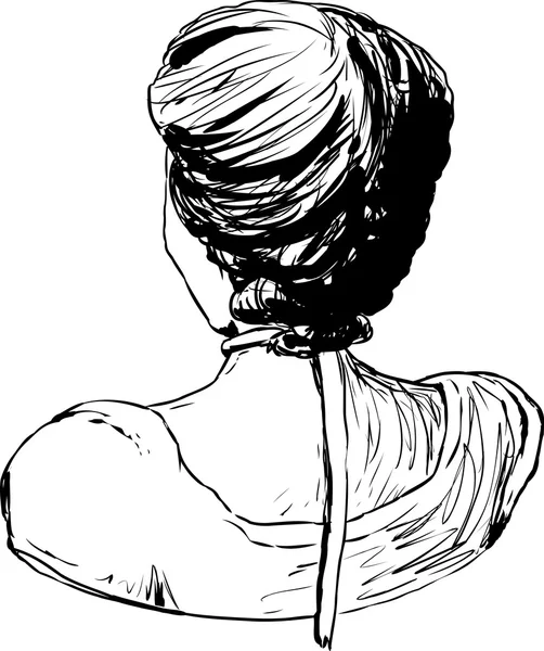 18 世纪风格的女性头发后视图 — 图库矢量图片